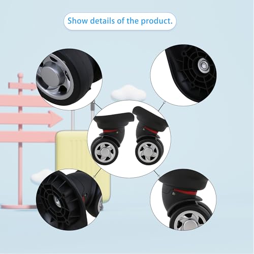 1 Pair Replacement Wheels for Luggage 360 Swivel Suitcase Casters Black with Screwdriver (W055)4