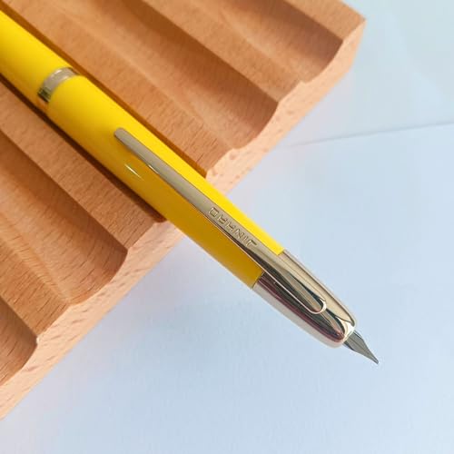 Image of GOLD LEAF Jinhao 20 Press Retractable Fountain Pen - Fine Nib with Converter - Plastic Body & Metal Clip - Multiple Colors - Smooth Writing Pen (No Ink Included) (Lemon Yellow (Gold Clip))