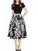 oxiuly Women's Vintage Patchwork Pockets Swing Casual Dresses Party Work Swing Dress OX165 (M, Black Gray)