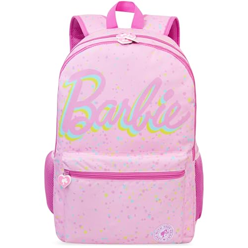Get Trend Barbie | Mochila infantil Disney Stitch para meninas, 45,7 cm com alças acolchoadas, bolsa escolar de viagem, presentes para meninas, Barbie rosa, 18.1x12.6x6.3inch, Mochila infantil