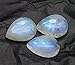 Myhealingworld 12x16mm Calibrated Pear Shape Blue Fire Natural Rainbow Moonstone AAA Quality Cabochon Loose Gemstone 3 pcs Box.