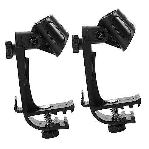 BESPORTBLE 2pcs Adjustable Drum Rim Mic Clip Shockproof Microphone Stand Clamp for Standard Drum Kits Durable Easy Mounting and Positioning for Optimal Recording