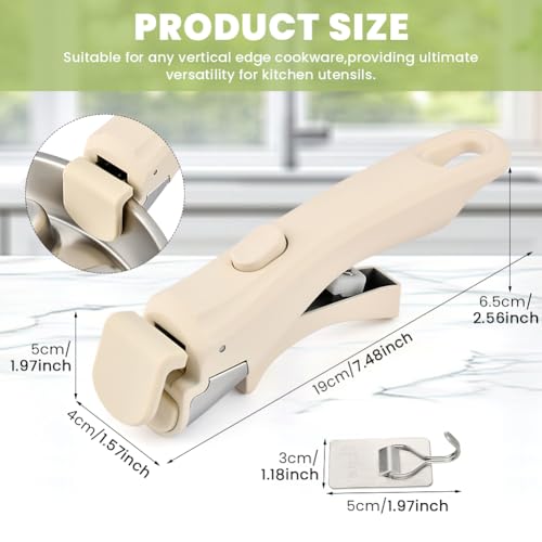XIHUADOU Beige Removable Pot Handle – Universal Pan Handle Replacement for Pots & Pans, Fits All Cookware