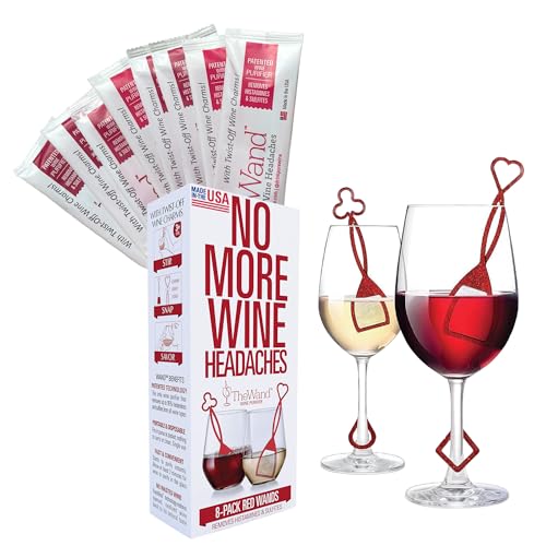 PureWine The Wand Wine Purifier - Red & White Wine Filters for Histamines & Sulfites, Sulfite Remover Sticks, Helps Allergies & Headaches, Gift Accessories for Women & Men - 8 Wands, Red