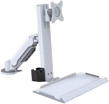 Listed TV Mount White Single Arm with Engineered Keyboard Mouse Tray Swivel Adjustable Monitor Stand Motion TV Bracket
