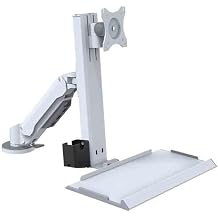 Listed TV Mount White Single Arm with Engineered Keyboard Mouse Tray Swivel Adjustable Monitor Stand Motion TV Bracket