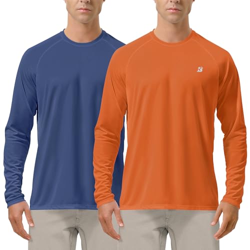 Image of Roadbox Mens UPF 50+ UV Sun Protection Shirts Outdoor Long Sleeve SPF Rash Guard for Fishing Hiking Swimming Running