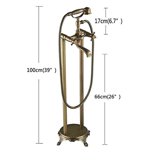 Robinet de baignoire autoportant en laiton antique chic pour sol