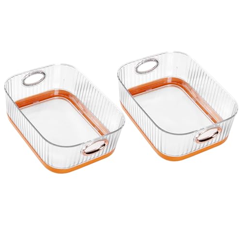 VECELO Refrigerator Organizers - Durable PET Storage Bins, Space Saving, Clear View, Contain Spill...