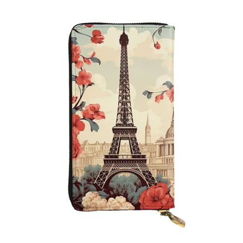 Portefeuille long pour femme en cuir véritable et motif floral vintage d'exception