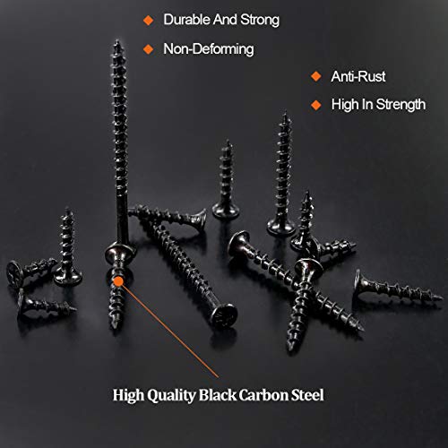 Rustark R-DS-160 160-Pcs #7 Coarse Thread Drywall Screw With Phillips Drive Black Oxide Finsh Bugle Head Wood Screws Assortment Kit Ideal thumb #2