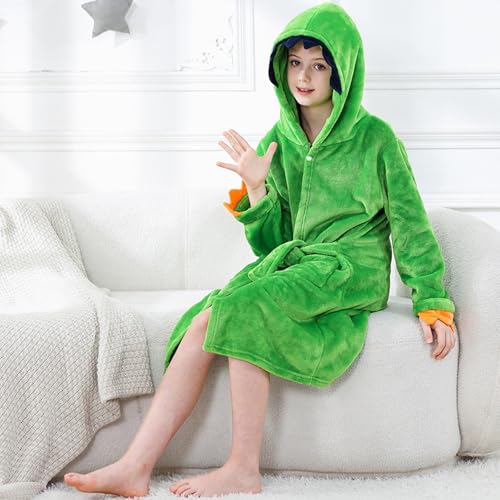 Boys Girls Tiger Plush Fleece Hooded 𝐁ath𝗿obe with Belt Kids Cute Animal Soft 𝐂ostume 𝗛ome𝚠ear Cute Warm Suit2