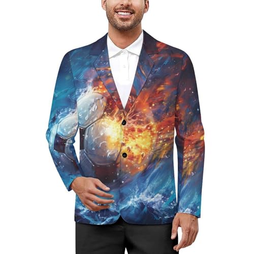 Ice&fire-Soccer Men's Suits Dress Business Formal Suit Print Jackets Coat For Wedding Party