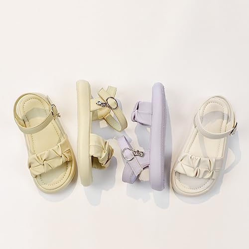 Summer New Solid Rubber Soft Sole Metal Buckle Children's Fashion Casual Flat Bottom Girls Sandals Size 3 Big Girls2