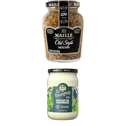 Maille Old Style Mustard 7.3oz y aceite de aguacate de Sir Kensington's Mayo 12oz - Paquete de condimentos gourmet
