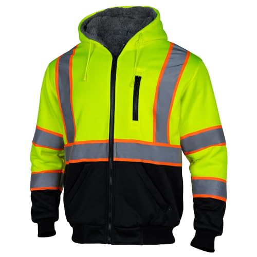 Amazon.com: Men's High Visibility Fleece Lined Safety Hoodie