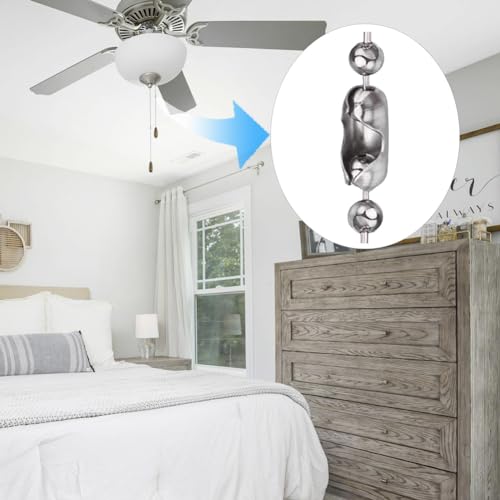 Image of 240 Inch Ceiling Fan Pull Chain Extension, Rust Proof Stainless Steel 3mm Beaded Ball Chain with 36 Matching Connectors for Ceiling Fans /Light Fixture and Crafts(Silver)