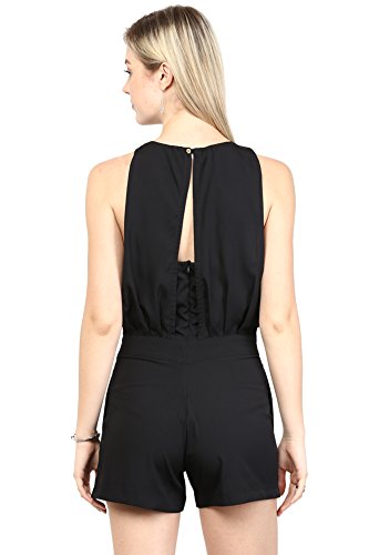 Image of Miss Chase Women's Black Solid Party Playsuit