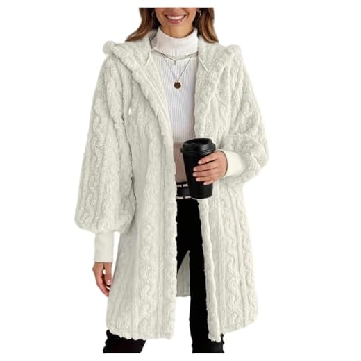 Manteau Femme Hiver Grande Taille Chaude Fausse Fourrure Veste Peluche Femme Hiver Pas Cher Vetement Mode Chic Mi Longue Épais Blouson Teddy 1#Blanc XL