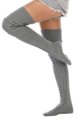 Image of Leoparts Women's Cable Knitted Thigh High Boot Socks Extra Long Winter Stockings Over Knee Leg Warmers