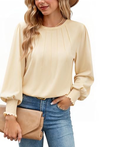 Gyabnw Maglietta Manica Lunga Donna T-Shirt Morbido Maglia Donna Elegante con Maniche a Sbuffo Girocollo Adatto per Gonne alla Moda Pantaloni