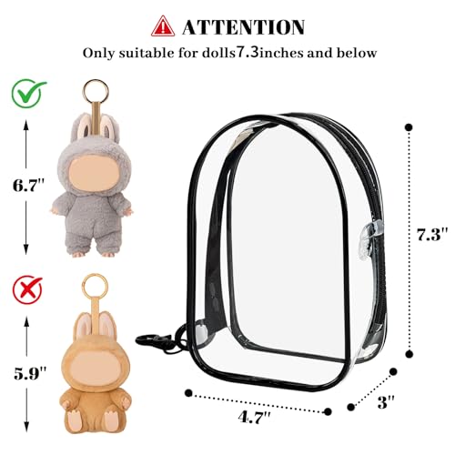 Image of NZNDB Large Clear Figure Display Bag with Keychain Case Blind Box Keychain Carrying Case, Portable Small Doll Storage Pouches PVC Bag (Black Standing)