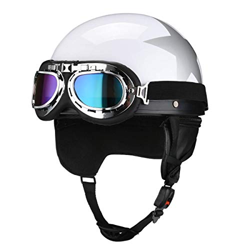 Why Choose German Style Half Helmet with Goggles Moped Helmet for Motorcycle Biker Cruiser Scooter W...