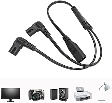 Elprico Y Splitter AC Power Cord, IEC320 C8 Male to Dual C7 Female Power Cord 1 in 2 Out AC Power Splitter Cable for LCD Monitor, Desk Lamp, Speakers, Printers