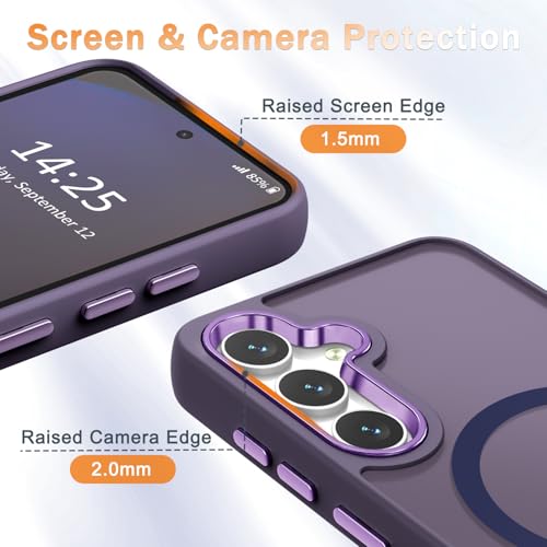Image of for Samsung Galaxy S25+ Plus Case, Matte Magnetic Phone Case with 1 Screen Protector, Support for Magsafe, Translucent Frosted Shockproof Protective Cover for Samsung Galaxy S25+ Plus, Purple