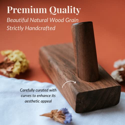 Turdoria 4-Pack Wood Wall Hooks For Hanging - Decorative Coat Hooks Wall Mounted - Hooks For Hanging Coats, Towel Hooks - Wall Hooks For Hanging Heavy Duty Coats - Robe Hook, Backpack Hook (Walnut) #TOP1