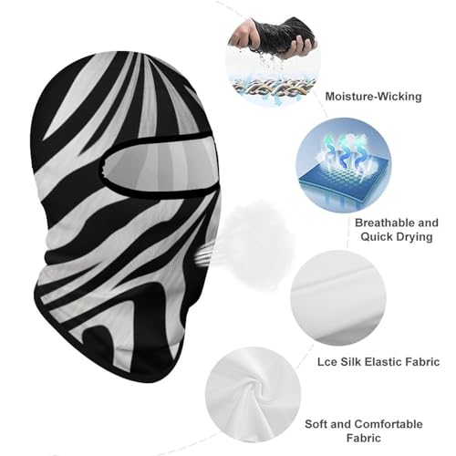 Máscara facial de pasamontaña con estampado de cebra para hombres y mujeres, protección solar, transpirable, cubre todo el rostro y cuello para senderismo, ciclismo, correr y conducción miniatura 3