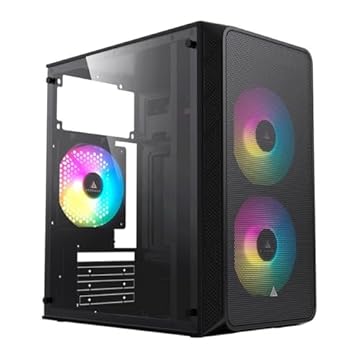 Gabinete Gamer Acegeek Aviator, Mini-Tower, Lateral de Acrilico, Com 2 Fans, Preto, AG-AVIATOR-BK-I2F