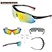 Supertrip Polarized UV400 Protection Glasses Sunglasses with 5 Interchangeable Lenses Myopia Eyes for Men Women Cycling Running Ski Golf Riding Driving Fishing Hiking Glasses Color Black-Red