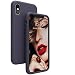 Compatible with iPhone Xs/X Case, iPhone 10 Case, JASBON Liquid Silicone Phone Case with Free Screen Protector Gel Rubber Shockproof Cover Full Protective Case for Apple iPhone Xs/X-Dark Blue