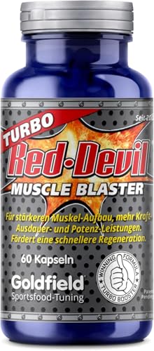 Goldfield - Turbo Red Devil | Formel aus Maca, Tribulus, L-Arginin | Leistungssteigernd | Muskelaufbau Fitness Trainings Pre-Workout-Booster 60 Kapseln | Hochdosiert