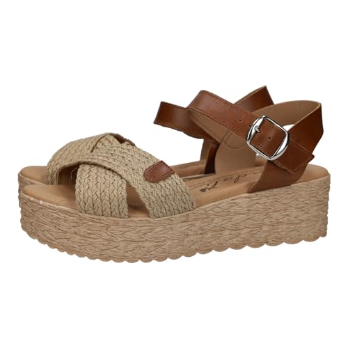 Sandali 621 plateforme fille avec bandes de jute et semelle gel en cuir