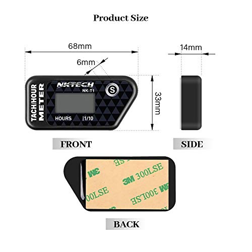 Nktech Nk-T1 Tach Hour Meter Digital Lcd Tachometer Inductive Resettable 60000Rpm 99999Hrs Waterproof For Gas Engine Marine Atv Snowmobile Generator Lawn Mower Tractor Motorcycle (Black) #TOP1