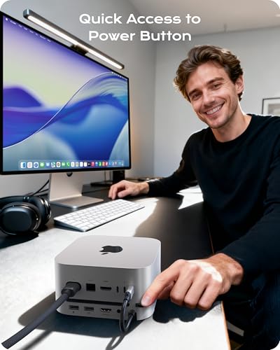 Image of Stouchi Mac mini M4 Dock Stand & Hub, 8-Port Hub for Mac mini M4 /Pro 2024 | 5Gbps | Easy Power Button | Stable Wi-Fi | 3* USB 3.0(5Gbps), 4K60Hz HDMI, SD /TF Slot, 1* USB 2.0, Audio 3.5mm |for M4 /M4 Pro