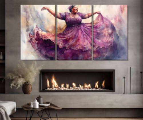 Femme ronde ethnique tableau africain moderne grand format impression sur toile