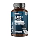 Oméga 3 Huile de Poisson 400 Gélules pour +1 An d'Apport, Fish Oil Omega 3 EPA DHA sans Odeur, Selon l'EFSA, l'EPA et le DHA Contribuent au Fonctionnement Normal du Cœur