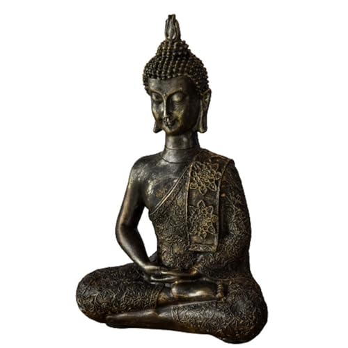 Statue Bouddha Thaï - Statuette Décoration Zen et Feng Shui - Apporte une Ambiance Apaisée et Relaxante à Votre Intérieur - Statue Porte-Bonheur Couleur Bronze -...