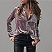 Melliflo Velvet Tops for Women Elegant Long Sleeve Button Down Shirts Velvet Blouses with Pockets(FU, M) Fuchsia