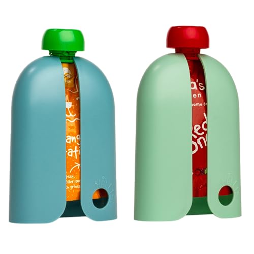 Image of Kindertrekk™ The Swedish Squeeze Pouch Holder - 2pack | The Baby Product You Didn't Know You were Missing | Enjoy a Snack on The Go | No More Messy Clean-ups | Fits Most Squeeze Pouches | Age 9month+