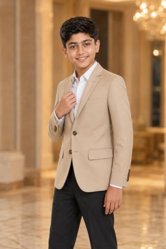 Image of SaintX Kids Boys Tailored Premium Coat Blazer | 4-Way Stretchable Wrinkle Free Fabric | Fully Lined | Slim Fit | Versatile Formal & Casual Jacket for Boys (1-14 Years KB01)