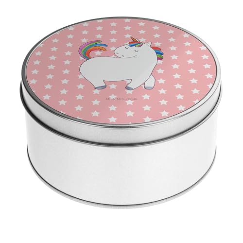 Mr. & Mrs. Panda Blechdose rund Einhorn Stolzieren - Geschenk, Einhörner, Vorratsdosen, Aufbewahrungsbox, Metalldose, Unicorn, Pferd, Einhorn Deko,