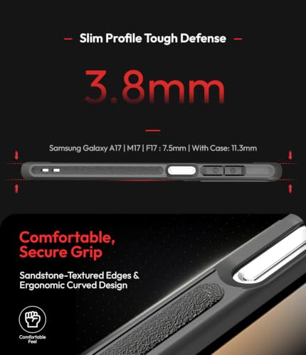 Image of KAPAVER iON-X Back Cover Case Compatible with Samsung Galaxy A18 /M17 5G /F17 5G /A17 /A17 5G (TPU + Poly Carbonate | Cyber-i Smoke Black)