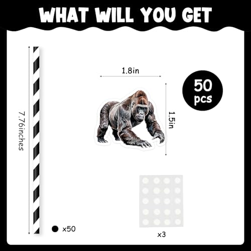 Pitillos de papel temática gorila 50 piezas miniatura 4