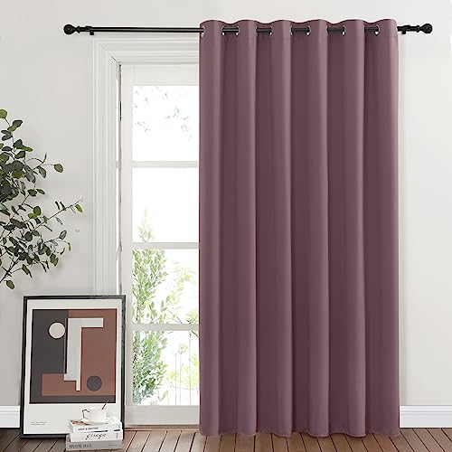 NICETOWN Wide Curtain 84 inch Length for Living Room, Grommet Thermal Insulated Blackout Room Divider Curtain Sound Proof Light Blocking for Patio/French Door (Dry Rose, 1 Panel, W80 x L84)