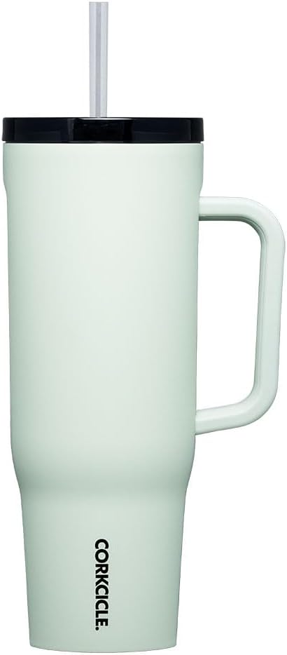 CorkcicleTumbler With Straw and Handle, Reusable Water Bottle, Triple Insulated Travel Mug, BPA Free, Keeps Beverages Cold for 12 Hours and Hot for 5 Hours, Sage Mist, 40 oz