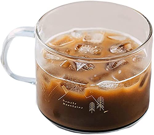 YBK Tech Résistant à la chaleur Coupe en verre à haute teneur en borosilicate, Grande tasse à café de 17 oz, Coupe de flocons d'avoine (Mountain Pattern) Cover